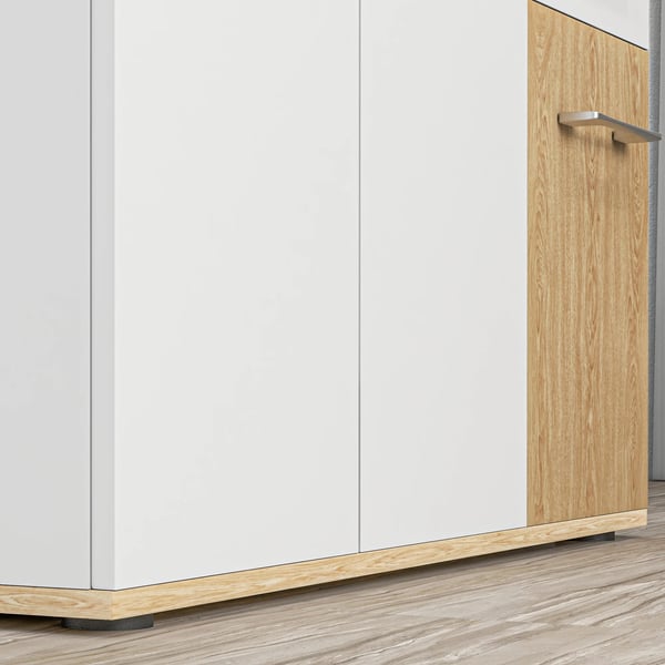Sideboard skänk - Vardagsrumsskåp - 2 Lådor, 90x30x75,5 cm, Melamin, Modern Minimalistisk, Självmontering - Vit