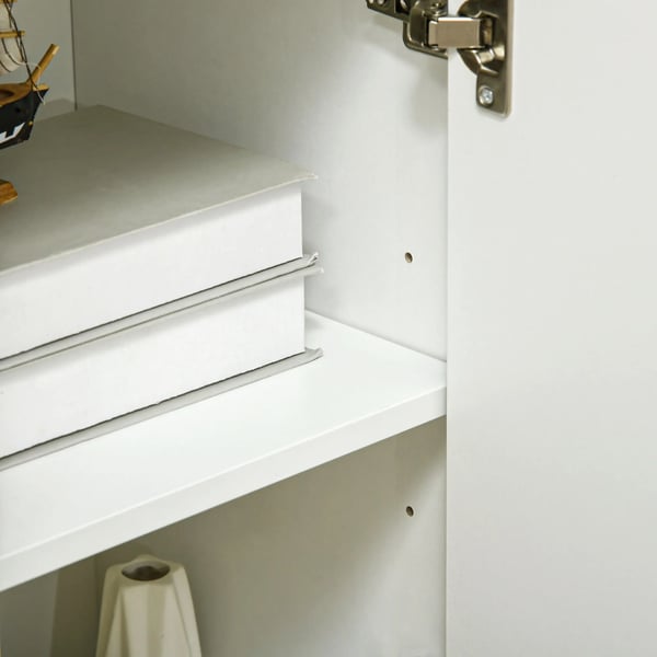 Sideboard för vardagsrum - Skänk - 2 Dörrar - 3 Lådor - 90x32x80 cm - Melamin - Modern minimalistisk - Vit