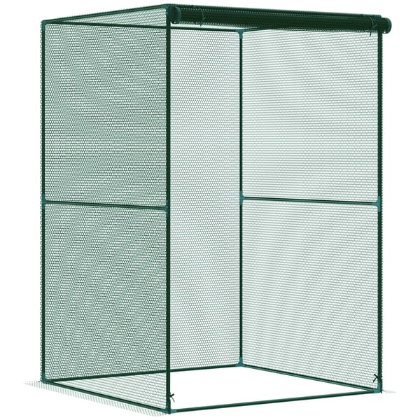 Växthus för trädgård - Enkelbågat växthus - Upprullningsbar dörr - Stålram - Polyesteröverdrag - 120×120×180 cm