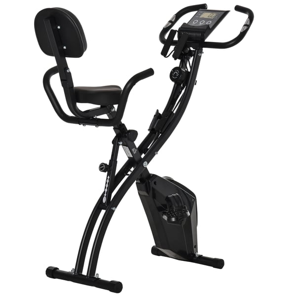 Motionscykel - Hopfällbar - Justerbar höjd & motstånd - LCD-skärm - Säte med ryggstöd - 97 x 51 x 115 cm - Svart
