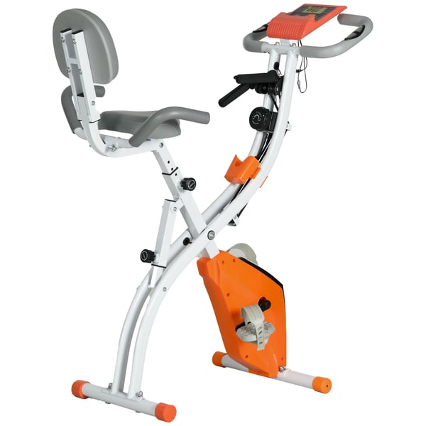 Motionscykel - Hopfällbar träningscykel - LCD-skärm - Justerbart motstånd - Sits med ryggstöd - 97 x 51 x 115 cm - Orange
