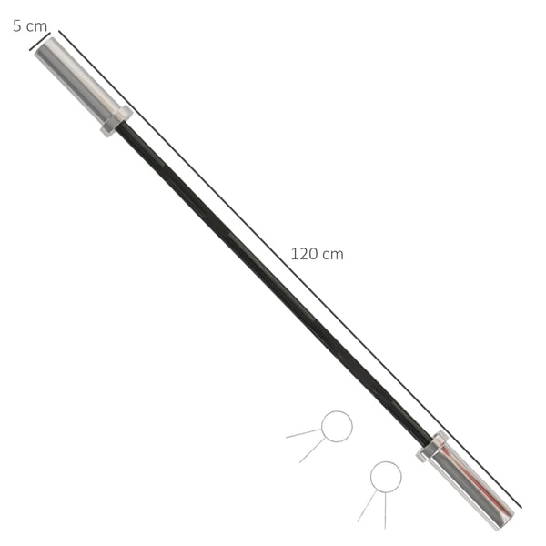EZ Curl Skivstång - 120 cm - Stål - För Styrketräning - Armträning - Svart/Silver