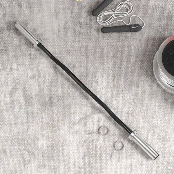 EZ Curl Skivstång - 120 cm - Stål - För Styrketräning - Armträning - Svart/Silver