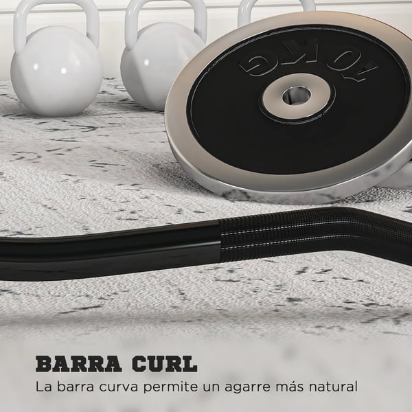EZ Curl Skivstång - 120 cm - Stål - För Styrketräning - Armträning - Svart/Silver