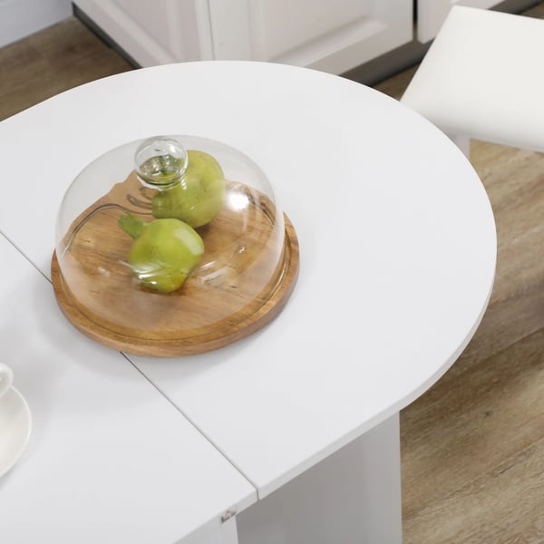 Fällbart bord - Matbord - Med hjul - 120x60x77 cm - Oval form - Melamin - Max 80 kg - Vit