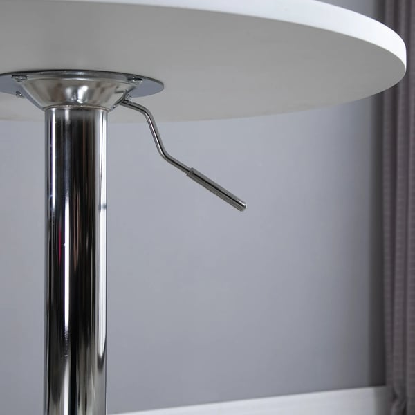 Barbord/Ståbord - Höj- och sänkbart - Runt, Diameter 60 cm - Höjd 69–93 cm - Halkfri fot - Vit