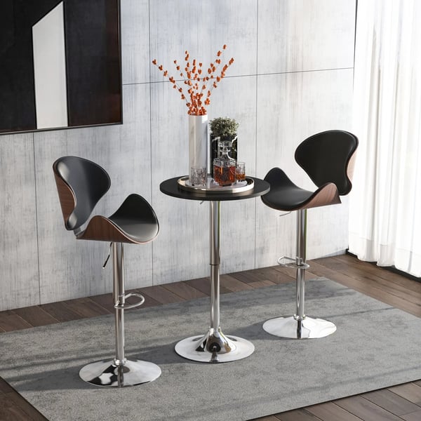 Barbord - Höj- och sänkbart ståbord - Ø 60 cm - Höjd 69–93 cm - Halkfri bas - Svart