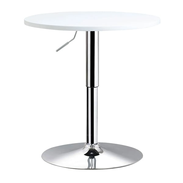 Barbord/Ståbord - Höj- och sänkbart - Runt, Diameter 60 cm - Höjd 69–93 cm - Halkfri fot - Vit