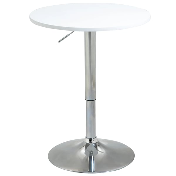 Barbord/Ståbord - Höj- och sänkbart - Runt, Diameter 60 cm - Höjd 69–93 cm - Halkfri fot - Vit