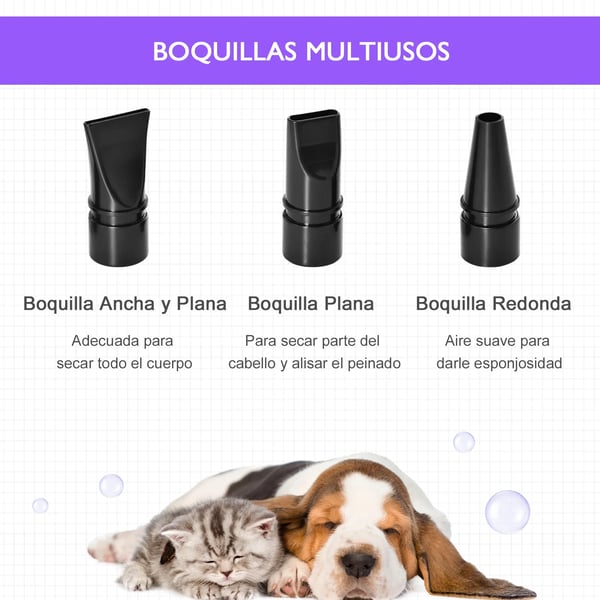Hundfön - Hundtork - 2800 W - 2 Hastigheter - Varm/Kall Luft - EU-kontakt 210–240 V - Svart