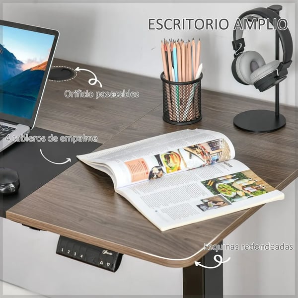 Elektriskt höj- och sänkbart skrivbord - Datorbord - 140×70 cm - 72–116 cm - 4 minnesknappar - Rektangulärt - Montering
