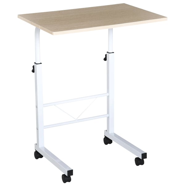 Datorbord - Höj- och sänkbart skrivbord - Rektangulärt - Fristående - För skola/kontor - Vit och trä