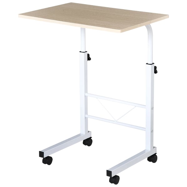 Datorbord - Höj- och sänkbart skrivbord - Rektangulärt - Fristående - För skola/kontor - Vit och trä