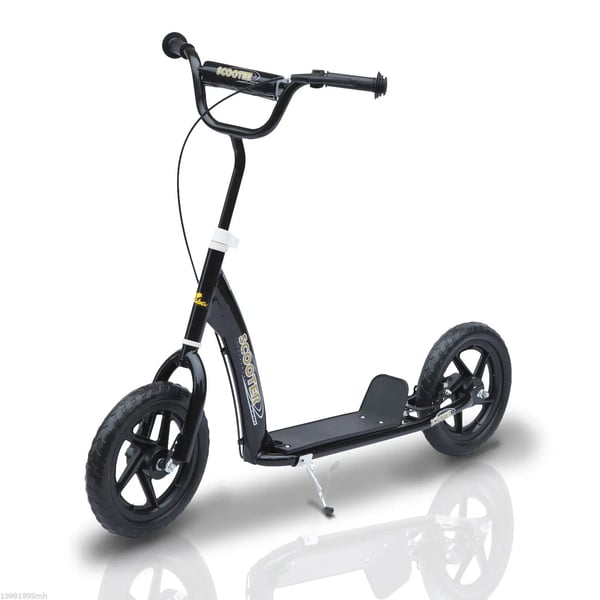 Barnsparkcykel - Kick-scooter - 30 cm hjul - Höj- och sänkbart styre - Broms - För 5–12 år - Svart