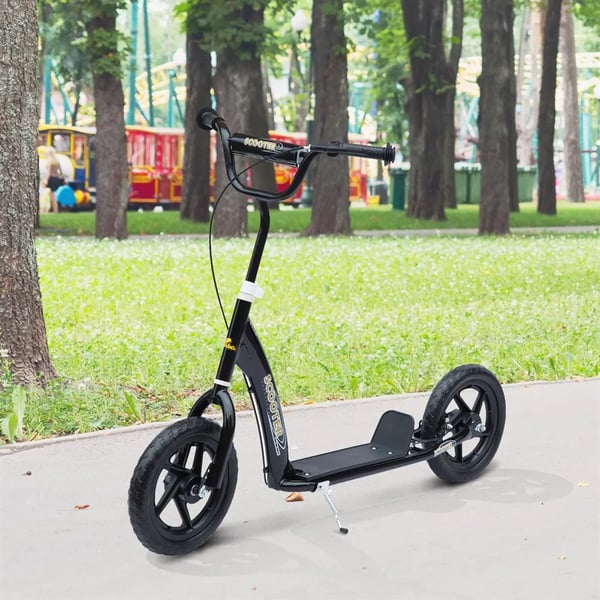 Barnsparkcykel - Kick-scooter - 30 cm hjul - Höj- och sänkbart styre - Broms - För 5–12 år - Svart