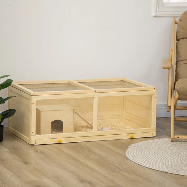 Hamsterbur - Trä - 100×58×38 cm - Uppfällbart Lock - Mörkbrun