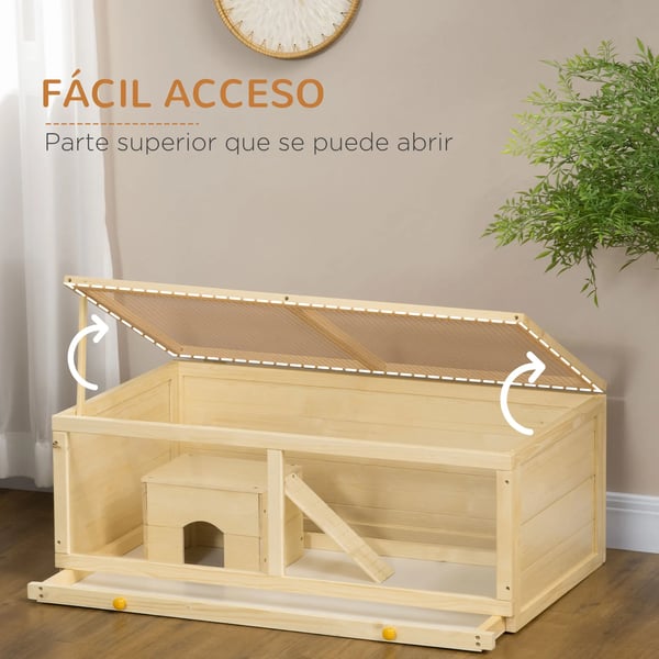 Hamsterbur - Trä - 100×58×38 cm - Uppfällbart Lock - Mörkbrun