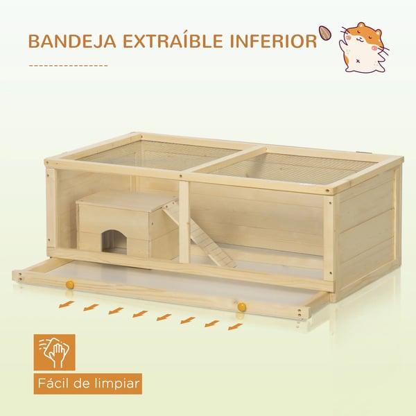 Hamsterbur - Trä - 100×58×38 cm - Uppfällbart Lock - Mörkbrun
