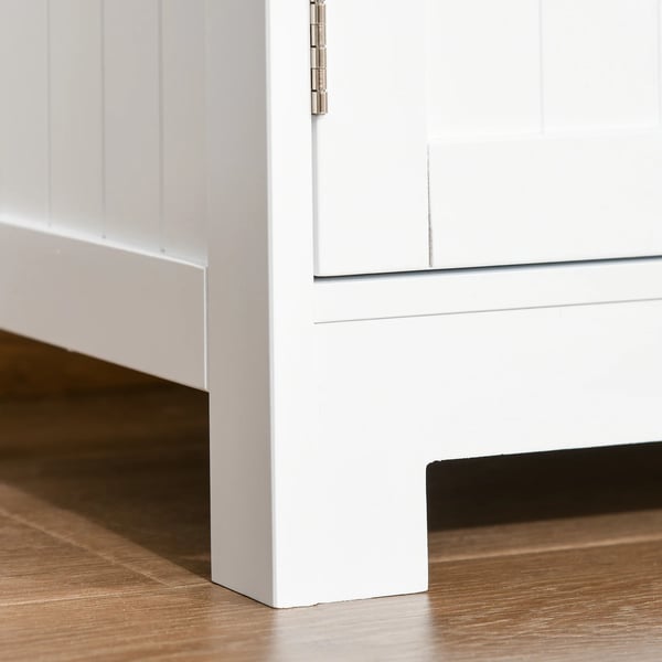 Badrumsskåp - Högskåp - Dörrar i härdat glas - MDF - Hylla - 60 x 30 x 108,5 cm - Montering krävs - Vit