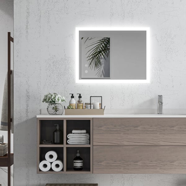 Badrumsspegel - LED-spegel - Imfri - Bakbelyst - 70x50x3 cm - Glas och Metall - Silver