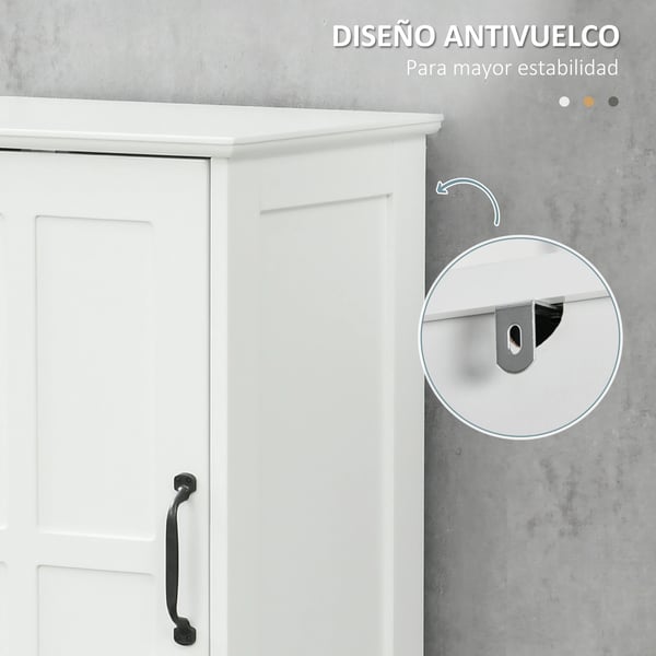Badrumsskåp - Högskåp - 2 dörrar - 1 låda - 40x30x164 cm - MDF med melamin - Montering krävs - Vit