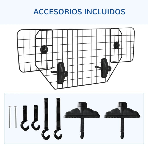 Hundgaller till bil - Universellt säkerhetsgaller - Justerbar bredd upp till 120 cm - Höjd 40,5 cm - Metall & plast - Svart