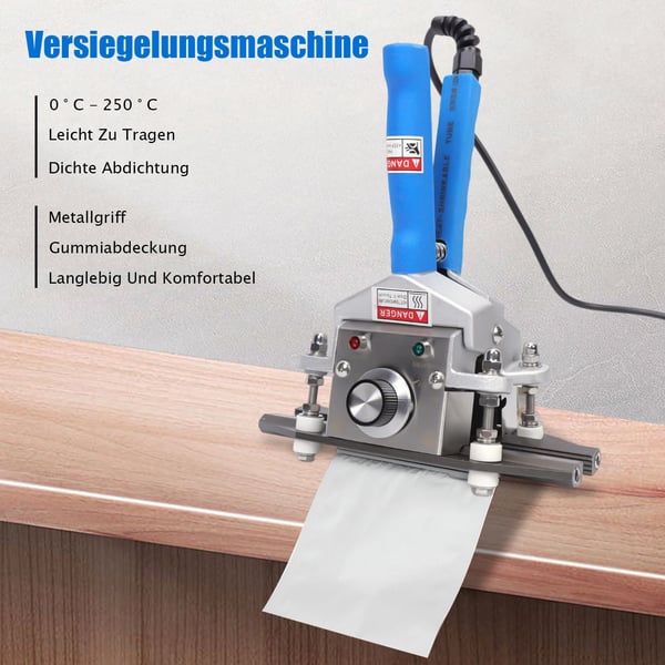 Käsikäyttöinen kuumasaumaaja - FKR-200 pussinsulkija - 10 mm raidallinen sauma - 20 cm saumauspituus - 0–250°C - 220V 300W