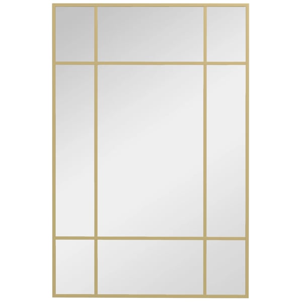 Rektangulär spegel - Väggspegel - Metallram - 90 x 60 cm - 2 cm djup - Guld
