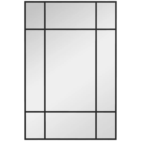 Väggspegel - Rektangulär - 90 x 60 cm - Metallram - 2 cm Djup - Svart