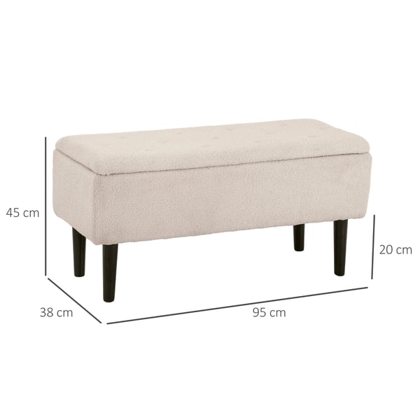 Förvaringsbänk - Ottoman - 47 L Volym - Fällbart Lock - 95x38x45 cm - Polyesterklädsel - Skumstoppad Sits - Mörk Khaki