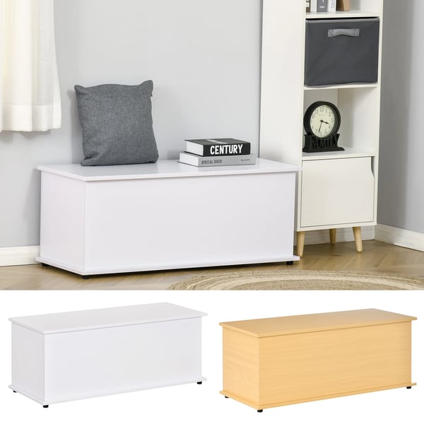 Förvaringskista - Förvaringsbox - Maxbelastning 60 kg - Mål 100x40x40 cm - Melaminbelagt trä - Vit