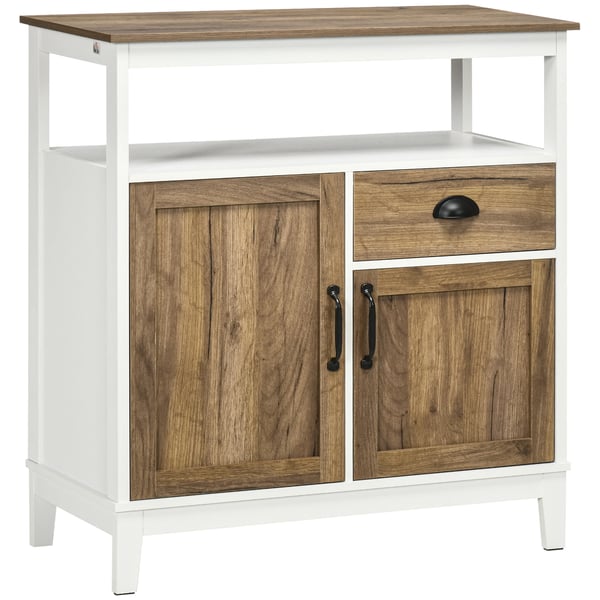Sideboard/Skänk för vardagsrum - Med 2 dörrar och 1 låda - Mått 76,6x35x81,5 cm - Melaminbelagt trä - Montering krävs - Mörkgrå, vit