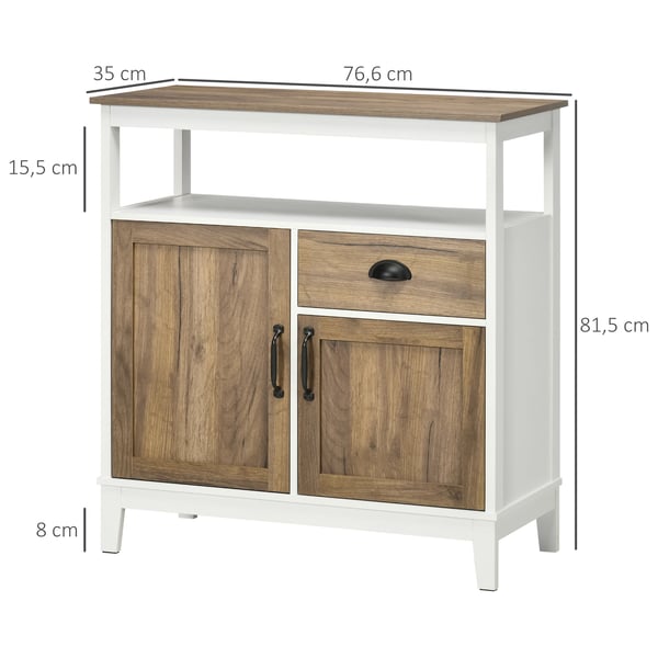 Sideboard/Skänk för vardagsrum - Med 2 dörrar och 1 låda - Mått 76,6x35x81,5 cm - Melaminbelagt trä - Montering krävs - Mörkgrå, vit