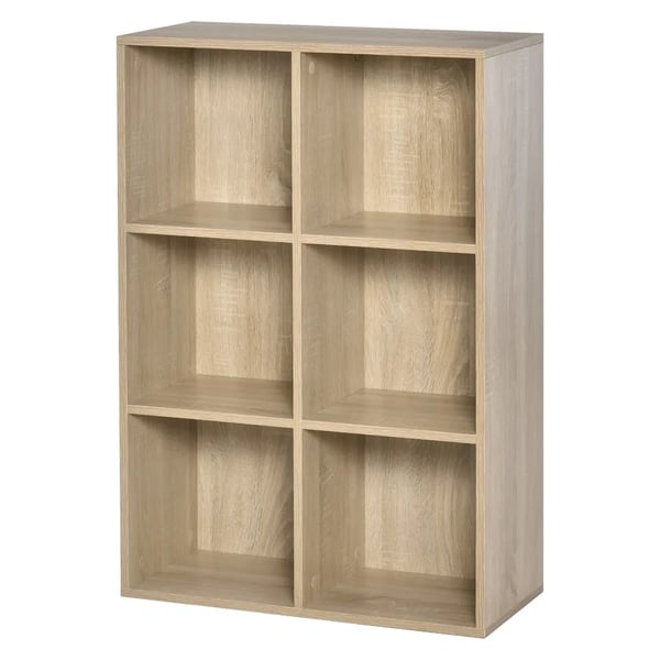 Bokhylla - 3 nivåer - 6 förvaringsfack - 65,5x30x97,5 cm - För vardagsrum/sovrum/kontor - Natur Bokhylla - 3 nivåer - 6 förvaringsfack - 65,5x30x97,5 cm - För vardagsrum/sovrum/kontor - Natur
