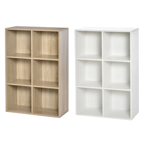 Bokhylla - 3 nivåer - 6 förvaringsfack - 65,5x30x97,5 cm - För vardagsrum/sovrum/kontor - Natur