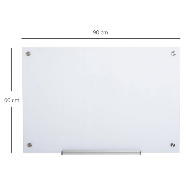 Glasskrivtavla - Whiteboard - Med pennhylla - Sudd - 4 markörer