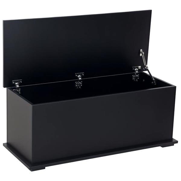 Förvaringsbänk i trä - Ottoman med lock - 100 x 40 x 40 cm - För vardagsrum - Självmontering - Svart