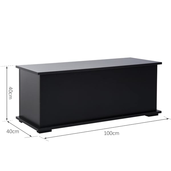 Förvaringsbänk i trä - Ottoman med lock - 100 x 40 x 40 cm - För vardagsrum - Självmontering - Svart