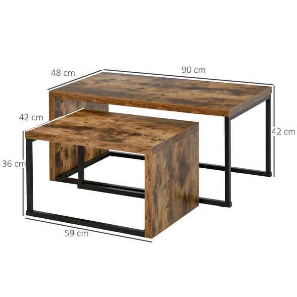Soffbord 2-pack - Vardagsrumsbord - Metallben - Industriell stil