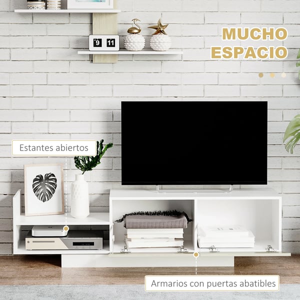 TV-bänk för vardagsrum - TV-stativ - 150×31,5×40 cm - Vägghylla 95,5×16×60 cm - Melaminbelagt trä - Modern stil - Natur