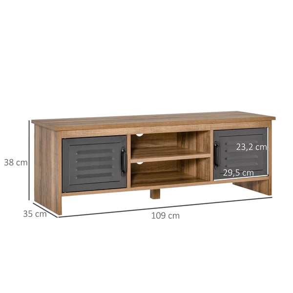 TV-bänk - TV-stativ - För TV upp till 107 cm - 2 dörrar, 2 hyllor - Modern stil - 109 x 35 x 38 cm