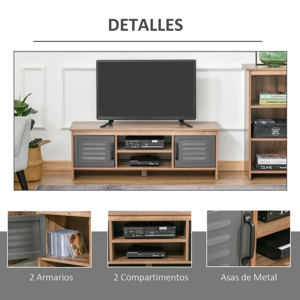 TV-bänk - TV-stativ - För TV upp till 107 cm - 2 dörrar, 2 hyllor - Modern stil - 109 x 35 x 38 cm