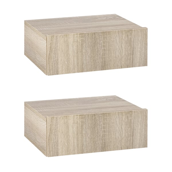 Set med 2 nattduksbord - Väggmonterade sängbord - Med låda - 40×30×15 cm - Melaminträ - Gul