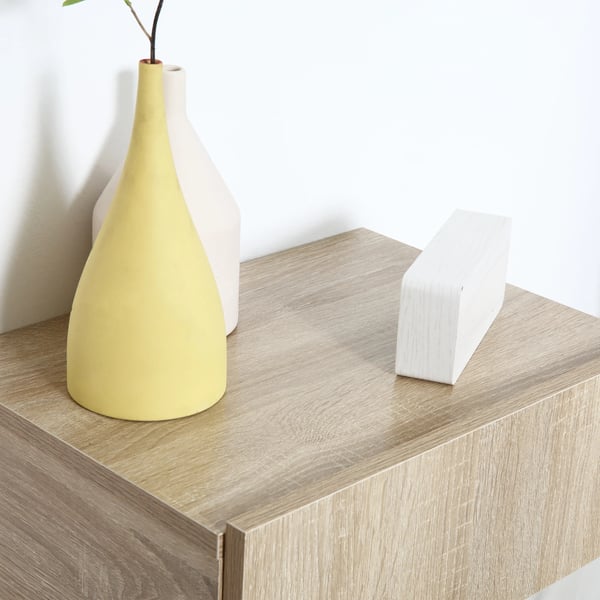 Set med 2 nattduksbord - Väggmonterade sängbord - Med låda - 40×30×15 cm - Melaminträ - Gul