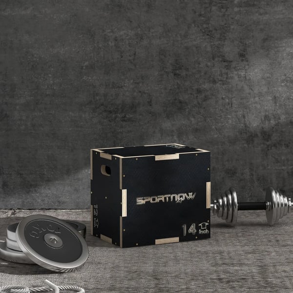 Plyo Box - Plyometrisk Hopplåda - 3 Höjder 40,5/35,5/30,5 cm - Ben & Styrketräning - Hoppträning/Crossfit - Svart