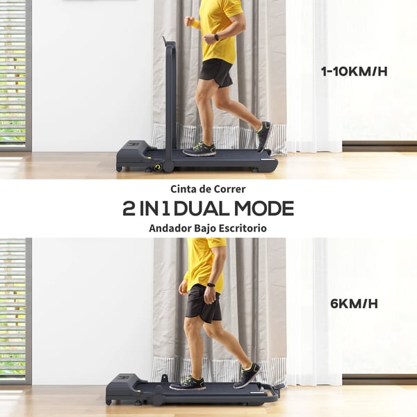 Löpband/Gåband - 2-i-1 fällbart - 2,5 hk - Cardio-träning - För ben - Svart