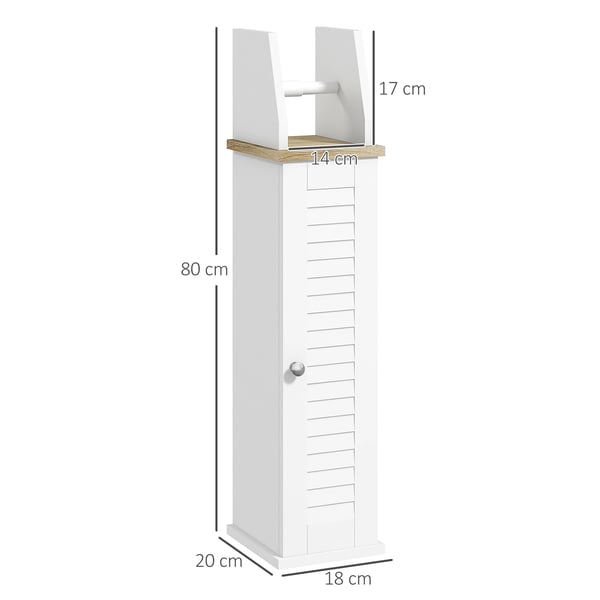Badrumsskåp - Förvaringsskåp - Justerbara hyllor - MDF - 18 x 20 x 80 cm - Montering krävs - Vit