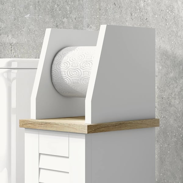 Badrumsskåp - Förvaringsskåp - Justerbara hyllor - MDF - 18 x 20 x 80 cm - Montering krävs - Vit