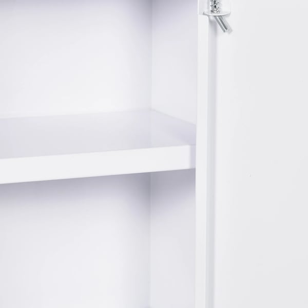 Väggskåp - Förvaringsskåp - Väggmonterat - Låsbart med 2 Nycklar - 2 Hyllor - Kallvalsat Stål - 30×14×46 cm - Vit