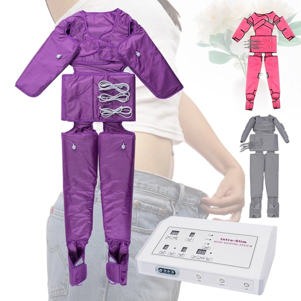 Lymfedrænage massageapparat 220V, trykterapienhed, anti-cellulite & vægttab, violet